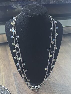 Vintage Iridescent Bead Multi-Strand Necklace - Vintage